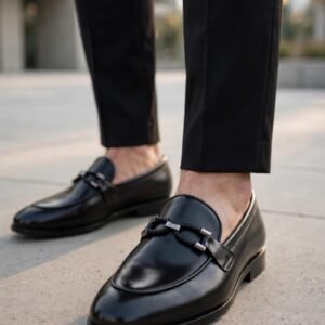 Premium Black Leather Horsebit Formals