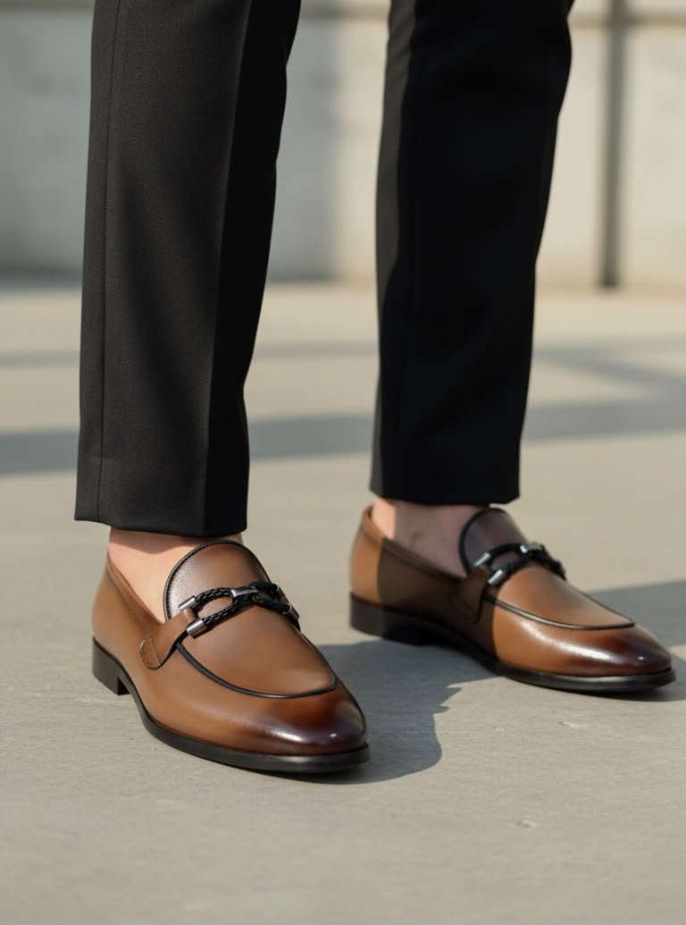Premium Brown Leather Horsebit Formals