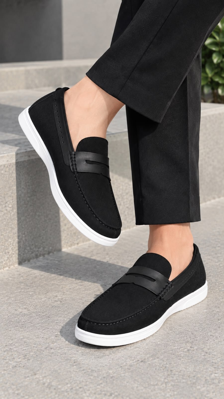 Premium Black Suede Leather Loafers - Image 2